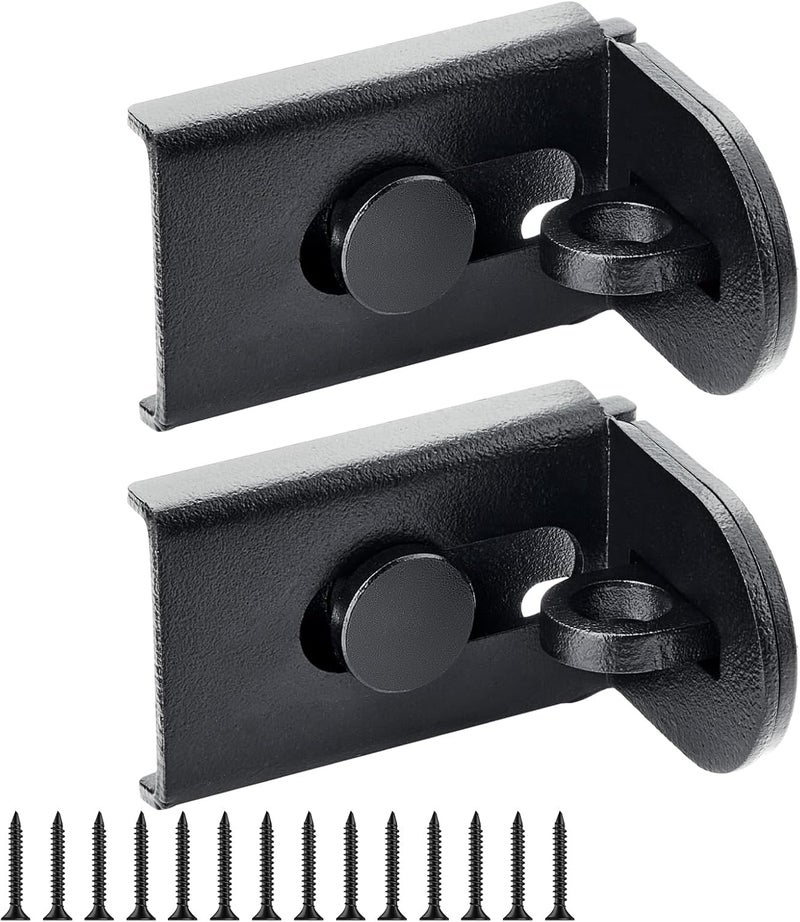 GMSP Sliding Door Lock, 90 Degree Door Hasp Latch Lock, Stainless Steel Security Right Angle Padlock with Screws for Push/Sliding/Barn Doors (2PC, Black) - Image 1